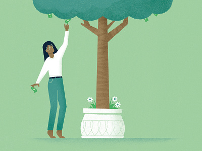 Money doesn't grow on trees? editorial environment illustration magazine money nature plant pollution research science tree woman