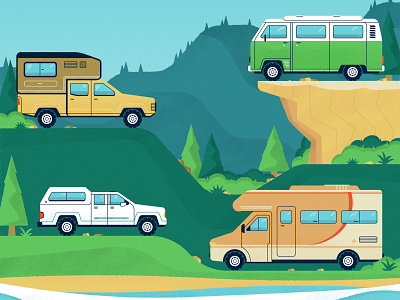 Adventure Time! camper car data visualization data viz editorial flow chart forest hill infographic landscape nature van