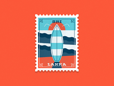 Travel Stamp No. 5 - Sri Lanka board sri lanka stamp sunset surf board surfing travel wave