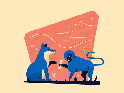 No 13 - Monkeys’ alliance with wolves looks like domestication animal conservation dog editorial friends monkey nature science vectober wildlife wolf