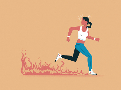 No. 2 / Athletes Are Changing How They Train for Extreme Heat athlete editorial fire illustration inktober run runner science vectober vectober2019 woman
