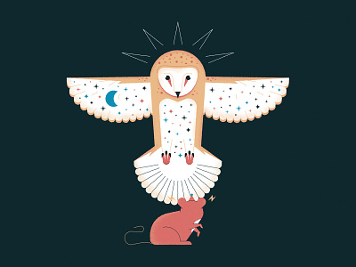 No. 4 / Barn owls reflect moonlight in order to stun their prey animal editorial illustration inktober moon mouse nature owl science space star vectober vectober2019 wildlife