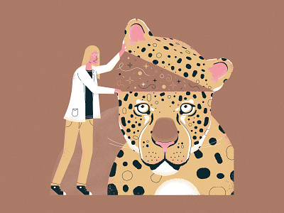 No. 8 / Can we really know what animals are thinking? animal brian conservation editorial inktober leopard nature science scientist vectober vectober2019 wildlife woman