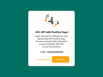 016 - Pop-Up / Overlay app concept daily ui challenge dailyui design inspiration mobile promotion ui web yoga yoga app