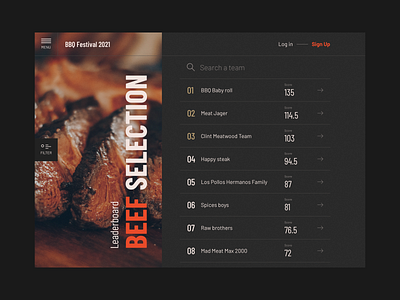 019 - Leaderboard barbecue competition concept daily ui challenge dailyui design inspiration inspiration web design interface meat ui web