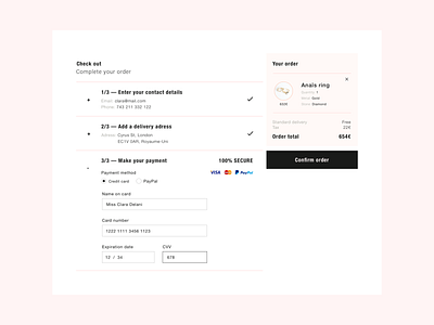 002 - Credit Card Check Out app clean ui concept daily ui challenge design inspiration jewelery luxe mobile modern pastel ui web