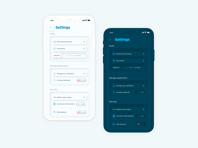 007 - Settings app bank bank app banking banking app clean clean ui concept daily ui challenge darkmode design inspiration mobile neumorphism settings settings ui simple skeuomorphic ui web