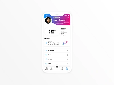 006 - User profil app clean clean ui concept daily ui challenge design gradient inspiration mobile running running app simple sports app ui user profil web