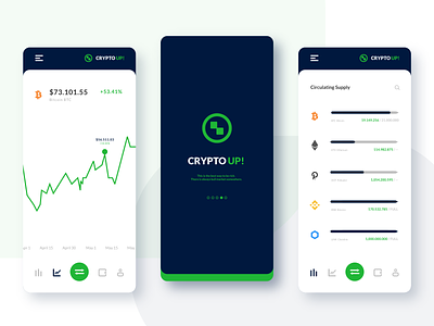 CryptoUP! - mobile app app app design bitcoin concept creative crypto finance logo minimalism mobile ui mobiledesign trade trend ui ux