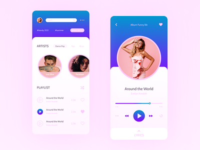 Music Player App Design album android app apple artist artist app lyrics music music app play player player app playlist radio song songs app spotify streaming ui ux