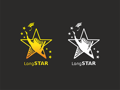 LangSTAR - logotype branding design design logo icon identity illustration language language school logo logotype mark school symbol typography