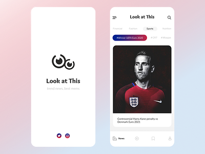 Look at This - England win - news app app app design england euro euro2020 football harry kane mobile news app newspaper penalty read soccer trend2021 trendy typography ui ui design ux webdesign
