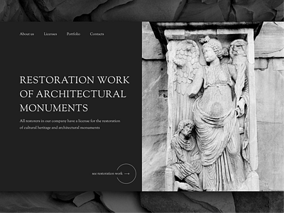 Restoration services website architecture art concept creative design minimal monument restoration simple site ui web webdesign website