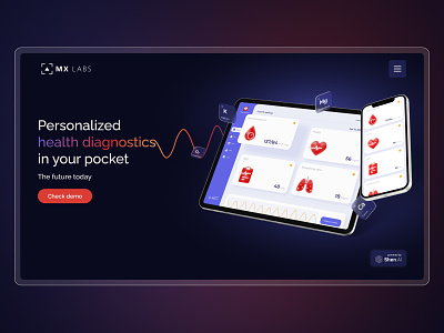 Homepage design concept for health monitoring platform