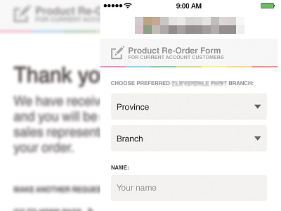 Mobile order form form mobile thank you