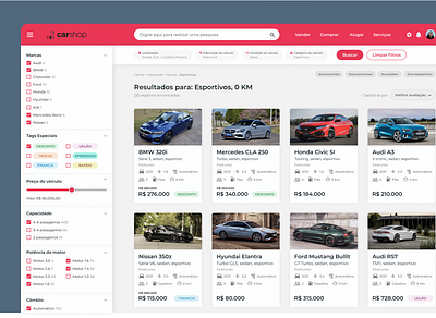 Car shopping website cars carwebsite designbrasil uxui uxuidesign