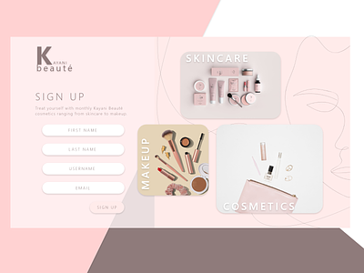 Sign up page for a cosmetics brand brand branding cosmetics design graphic design illustration makeup minimal signup skincare ui ux web website