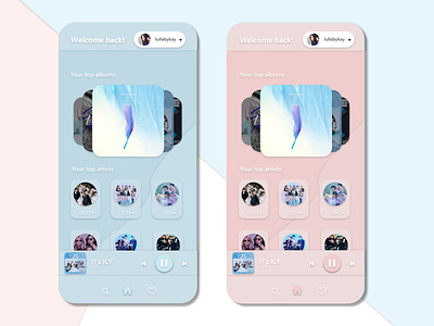 User profile for a music app app art blue cute design graphic design minimal music pink simplistic ui ux