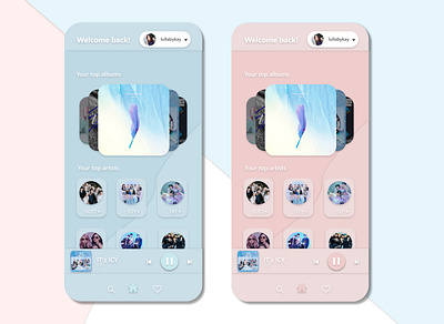 User profile for a music app app art blue cute design graphic design minimal music pink simplistic ui ux