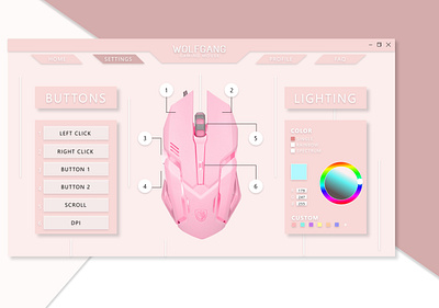Settings for a gaming mouse aesthetic app art design gaming graphic design minimal mouse pink simple software ui ux vector