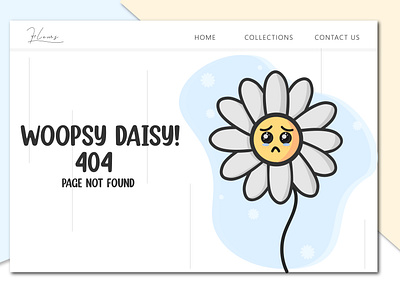404 page not found for a flower shop 404 art blue branding cute daisy flower found graphic design illustration minimal not orange page shop simple ui ux vector white