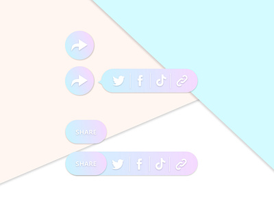 Social share button blue facebook gradient graphic design icon link minima purple share simple tiktok twitter typography ui ux