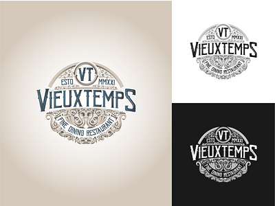 VIEUX TEMPS Fine Dining Resto branding illustration logo logodesign vector