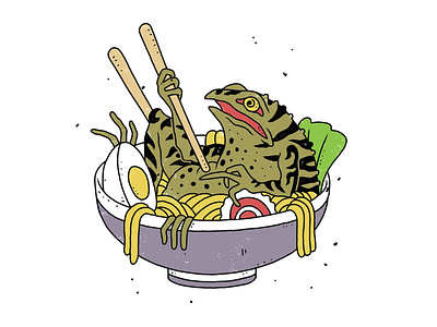 Ramen Frog animal art branding custom drawing enamel pin food frog graphic design illustration japan japanese logo nemanja bogdanov patch pin ramen restaurant sticker tattoo