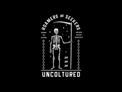 Print Graphic for Uncoltured® apparel clothing graphic hipster lettering logo minimal print simple skeleton tshirt typography