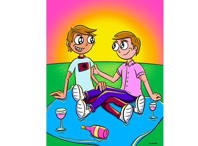 picnic cartoons freehand illustration