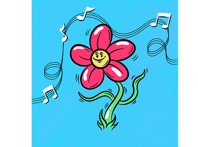 dancing flower cartoons dancing flowers freehand illustration music