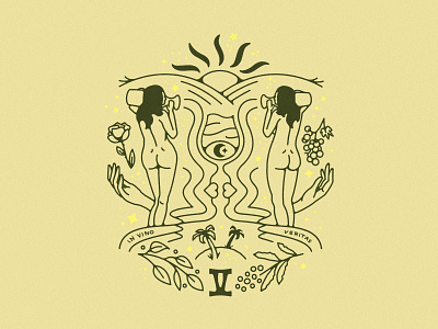 Wine Co. Illustration badge branding california crest design hands hippie illustration ladies sketch wine wip