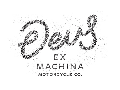 Deus Ex Machina - Entry 4 auto branding design deus deusexmachina grit grunge identity illustration lettering motorcycle texture tire tread type typography