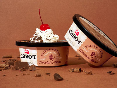 Cabot Triple Cream Yogurt branding chocolate cream dairy design illustration mousse packaging type typography yogurt