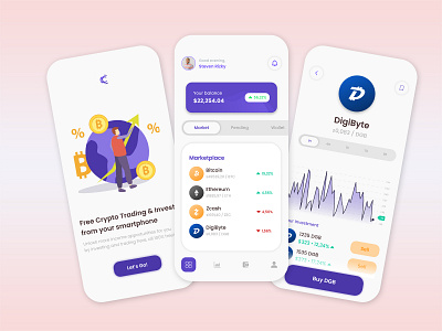 Cryptocurrency App crypto currency crypto exchange crypto wallet cryptocurrency design illustration mobile app mobile ui trading trading app ui uidesign uiux ux