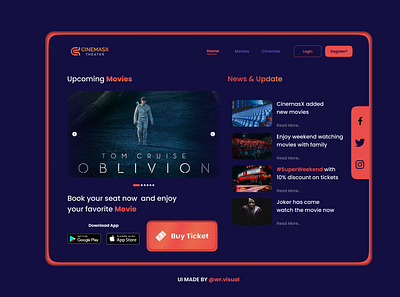 CinemasX Theater Landing Page cinemas landing page ui ui web uiux web web design website