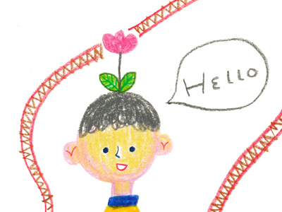 hello illustration kids children cute color flower boy