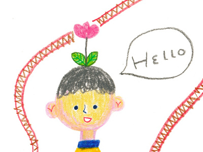 hello boy children color cute flower illustration kids