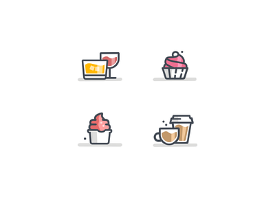 More food icons cafe coffee cupcake dessert drinks food ice cream iconography icons