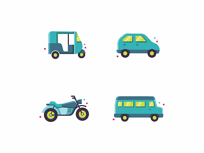 Icons Style Experiments 🚗 🚲 auto bike bus car drive icons travel