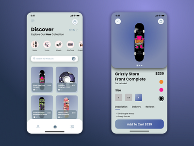 Skateboard Mobile App - UI Design design mobile app mobile design ui ui design