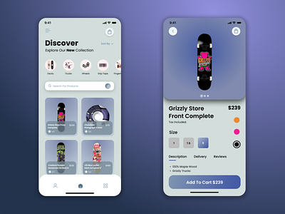 Skateboard Mobile App - UI Design