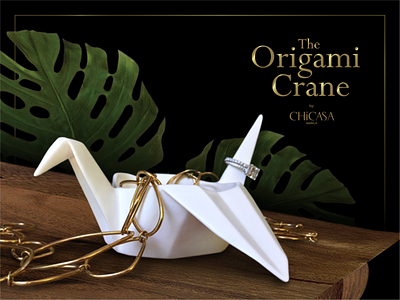 The Origami Crane by Chicasa Manila, Inc. brand design branding ceramics crane crane origami design fine bone china gift item graphic design japanese art japanese origami logo design luxury brand luxury design luxury logo origami packaging packaging design porcelain product design