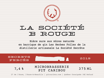 Pit Caribou - Label for the Secrets Percés serie barrel beer classic label microbrewery sour