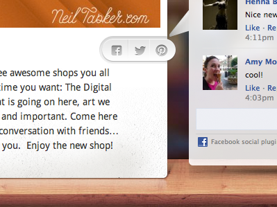 Social Buttons & Facebook Comments blog comments facebook pinterest shelf table twitter