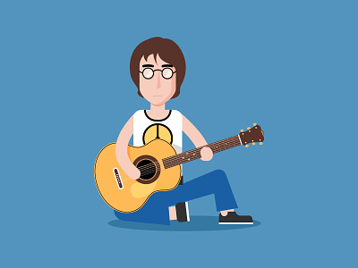 John Lennon beatles cute flat guitar john lennon lennon roudn glasses sit the beatles