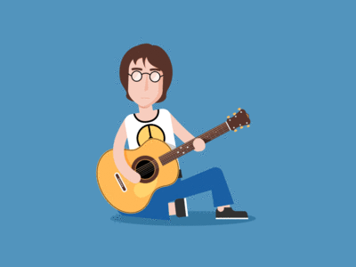 John Lennon chill with his guitar.