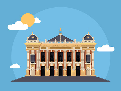 Ha Noi Big Theatre Illustration building flat hanoi illustration landmark theatre vector vietnam