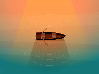 Lonely Boat boat illustration lake lonely sunset wood wooden