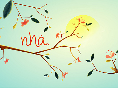 Title Illustration. home leaves morning sun tree